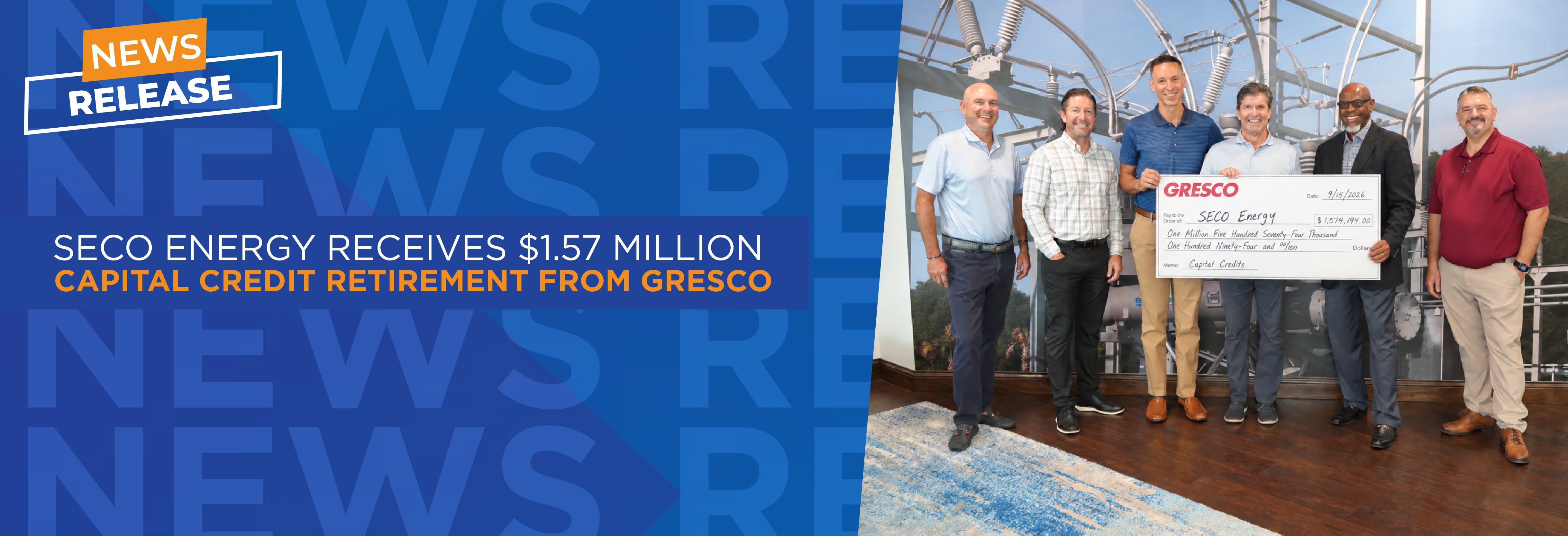 SECO Energy Receives $1.57 Million Capital Credit Retirement from Gresco