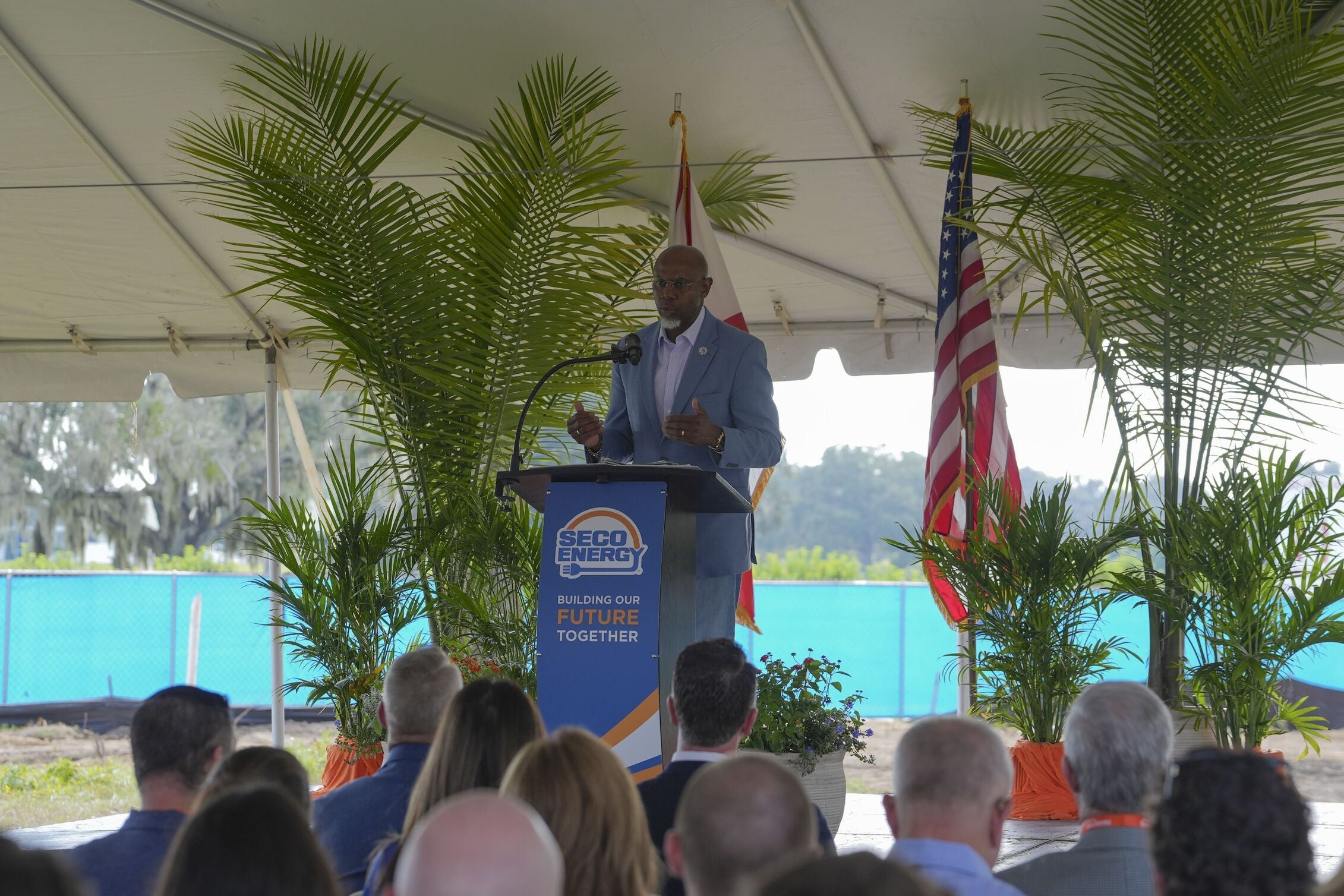 CEO Curtis Wynn speaking during the groundbreaking ceremony, sharing his insights for the Northern Operations Center.